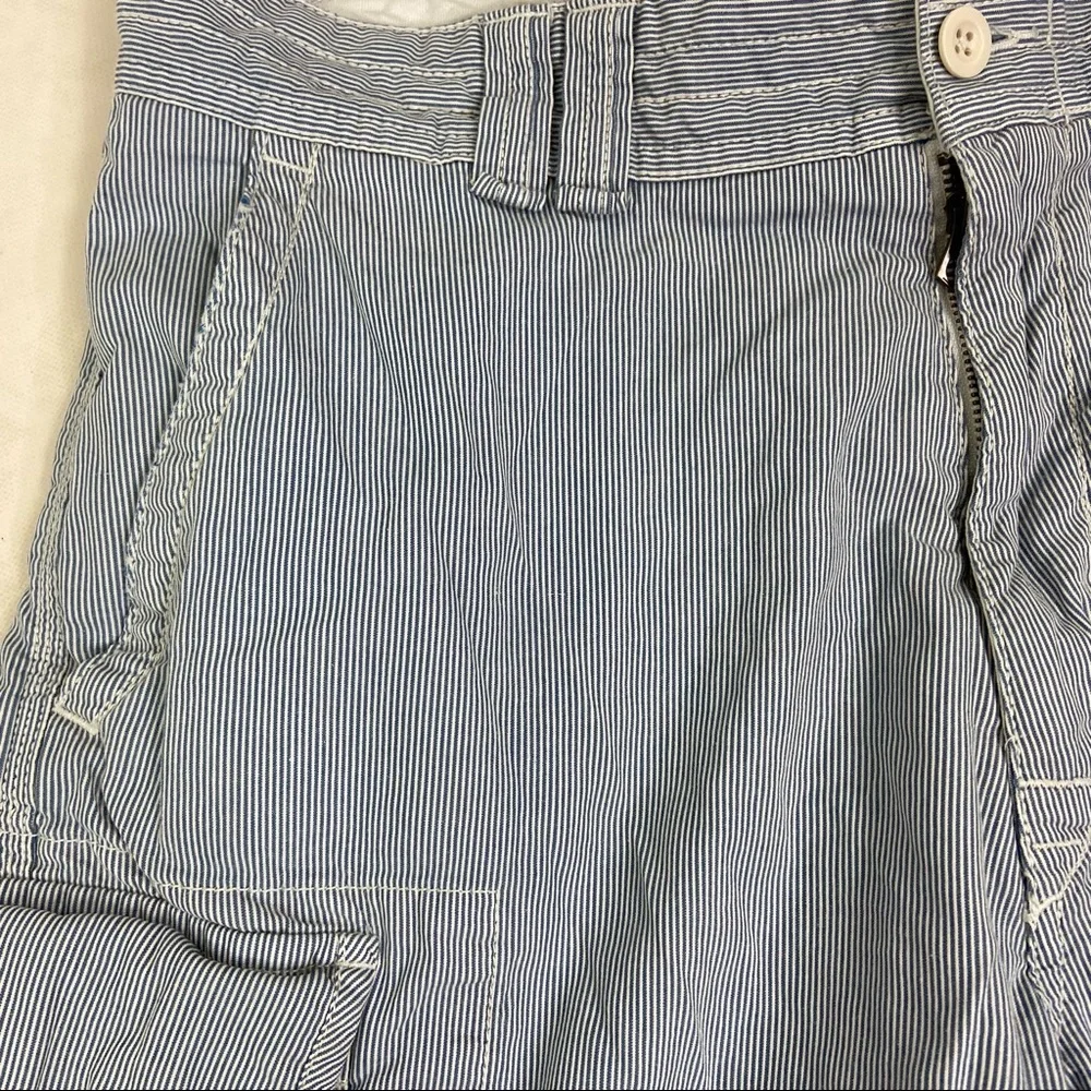 Polo Ralph Lauren blue and white seersucker cargo shorts. Size 35